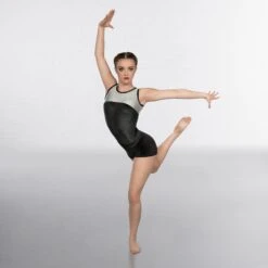 1st Position Taylor Velour / Hologram Sleeveless Leotard -Revolution Shop black silver gym007 adult silver black 5