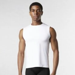 Bloch Mens/Boys Fitted Muscle Top -Revolution Shop blmt011 wht 1