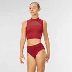 Bloch Chiaki Keyhole Back Tank Crop Top -Revolution Shop blz7820 red 1