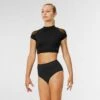 Bloch Hanae Keyhole Back Cap Sleeved Crop Top 2 Bloch Hanae Keyhole Back Cap Sleeved Crop Top -Revolution Shop blz7830 blk