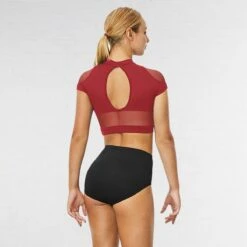 Bloch Hanae Keyhole Back Cap Sleeved Crop Top -Revolution Shop blz7830 red back
