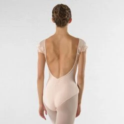 Ballet Rosa Josephine Lace Cap Sleeve Leotard With Scoop Back -Revolution Shop brjose powderpink back