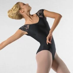 Ballet Rosa Josephine Lace Cap Sleeve Leotard With Scoop Back -Revolution Shop brjospehine blk 2 1