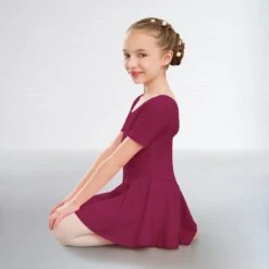 1st Position Hannah Skirted Leotard Cotton -Revolution Shop burgundy q12 burgundy 1 1