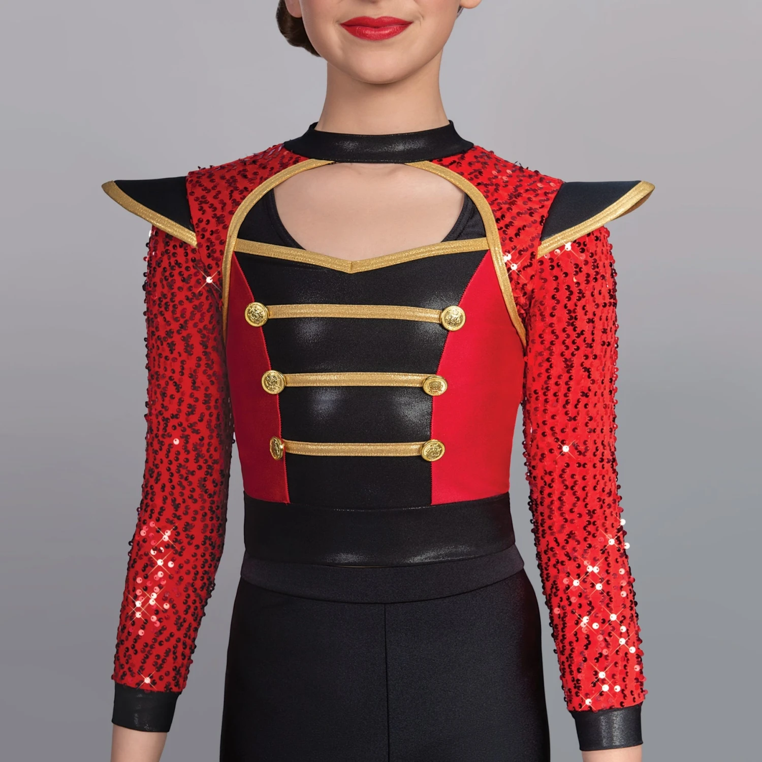 1st Position Red Sequin Sleeved Soldier Jacket 7 1st Position Red Sequin Sleeved Soldier Jacket - Image 5