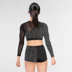 1st Position Asymmetrical Lurex And Mesh Panelled Crop Top And Shorts -Revolution Shop cogl0154 4
