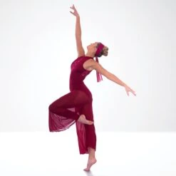 1st Position Sequin Lace Insert Culottes Jumpsuit -Revolution Shop cold0041 burg 3