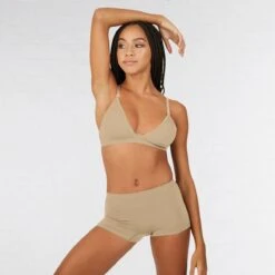 Capezio Deep Neck Clear Back Bra -Revolution Shop cz3777w nude front