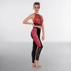 1st Position Leopard Print Crop Top And Leggings -Revolution Shop dw28 front 3