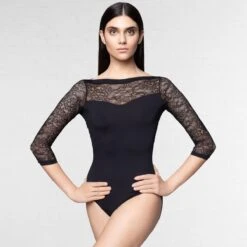 So Danca ¾ Sleeve Floral Lace Leotard