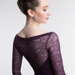 So Danca ¾ Sleeve Floral Lace Leotard -Revolution Shop e 10999le purple 3