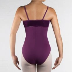 Intermezzo Velour Panelled Camisole Leotard -Revolution Shop im31542 garnet purple back
