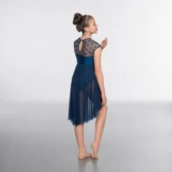 1st Position Geometric Mesh Dress Lyrical -Revolution Shop navy blue cold0023 3 3