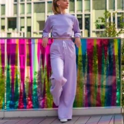 ONYRO Wide Organic Summer Wide Leg Joggers -Revolution Shop on07 lilac 2