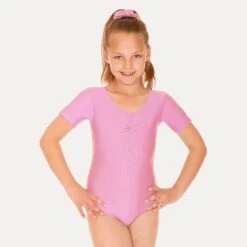 Roch Valley Jeanette Short Sleeved Leotard -Revolution Shop pastel pink rvjea pale pink 3