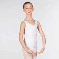 1st Position Angela Ruched Front Leotard -Revolution Shop q2a wht