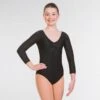 1st Position Joanne 3/4 Sleeved Leotard - Black -Revolution Shop q54a blk 1