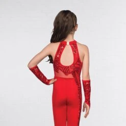 1st Position Flame Sequin Keyhole Backed Catsuit -Revolution Shop red dw15 23 3