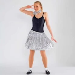 Sequin Pull On Skirt (Adult One Size) -Revolution Shop silver w1202b 12